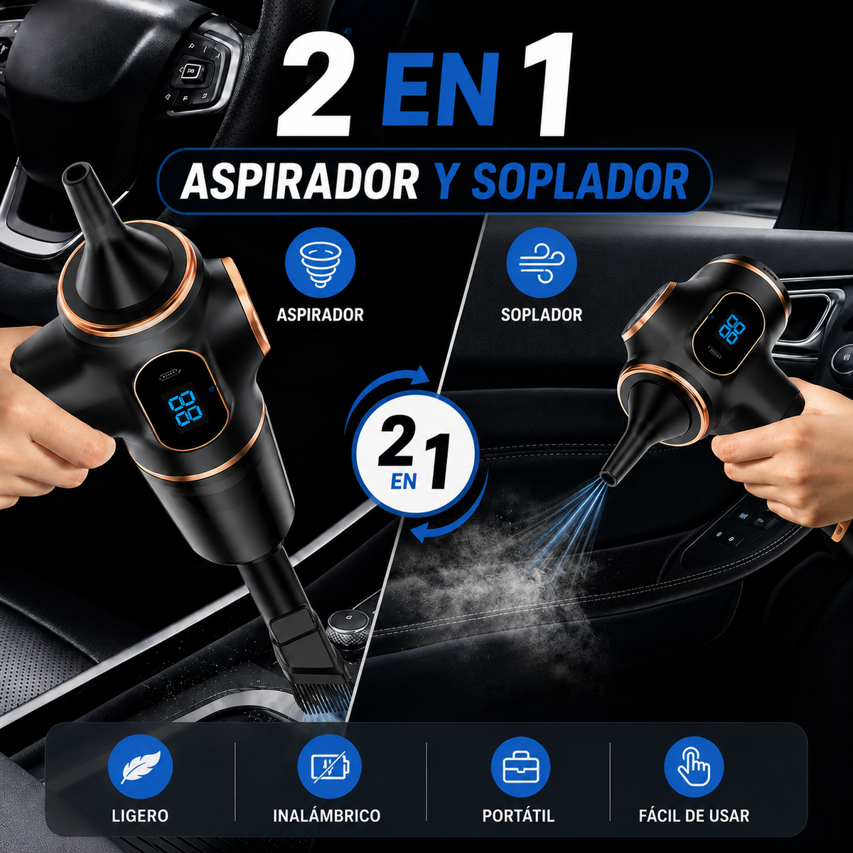Aspirador Potente Inalámbrico Multiusos